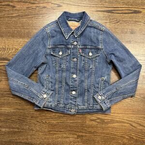Levis Original Trucker Jacket Womens Small Sweet Jane Blue Medium Wash Button